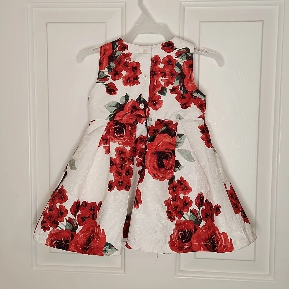 The Children's Place Cream Red Floral Dress Size 12-18M